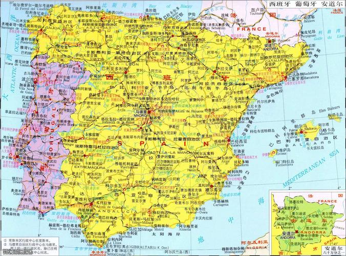 西班牙葡萄牙高清地图